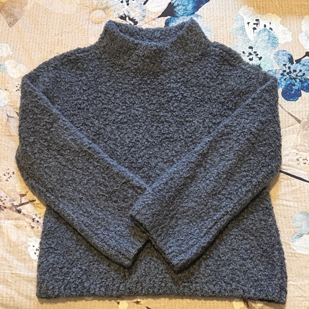 Ann Taylor Charcoal Turtleneck Boucle Sweater